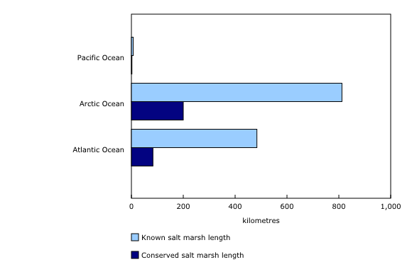 Chart 2: Extent of salt marsh coastline and conserved length