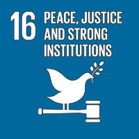 Logo: Goal 16, Peace, Justice and Strong Institutions