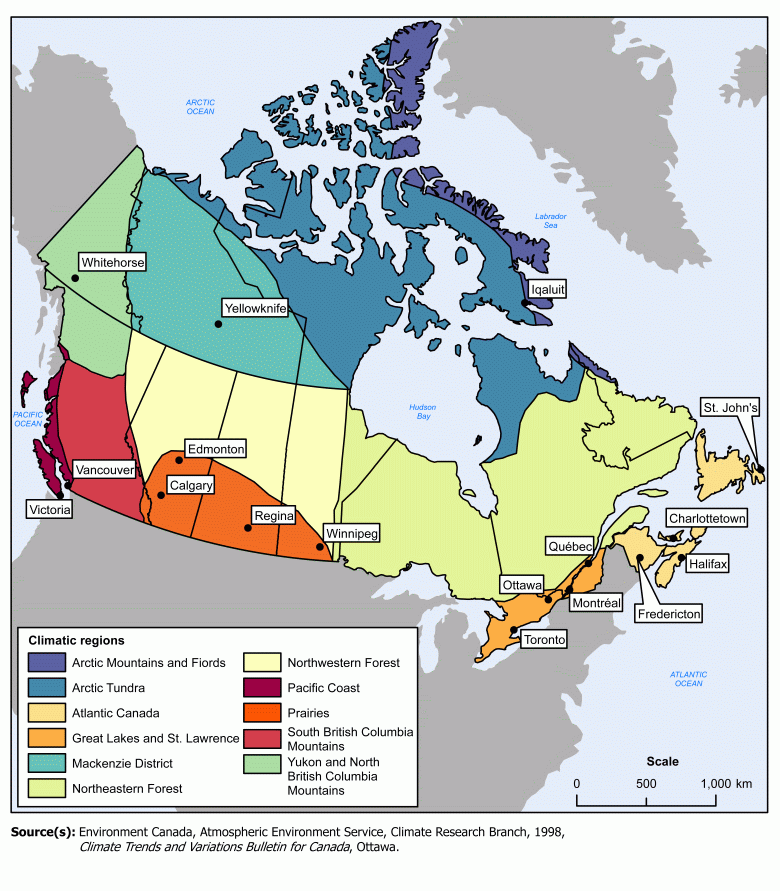 Canada's climatic regions