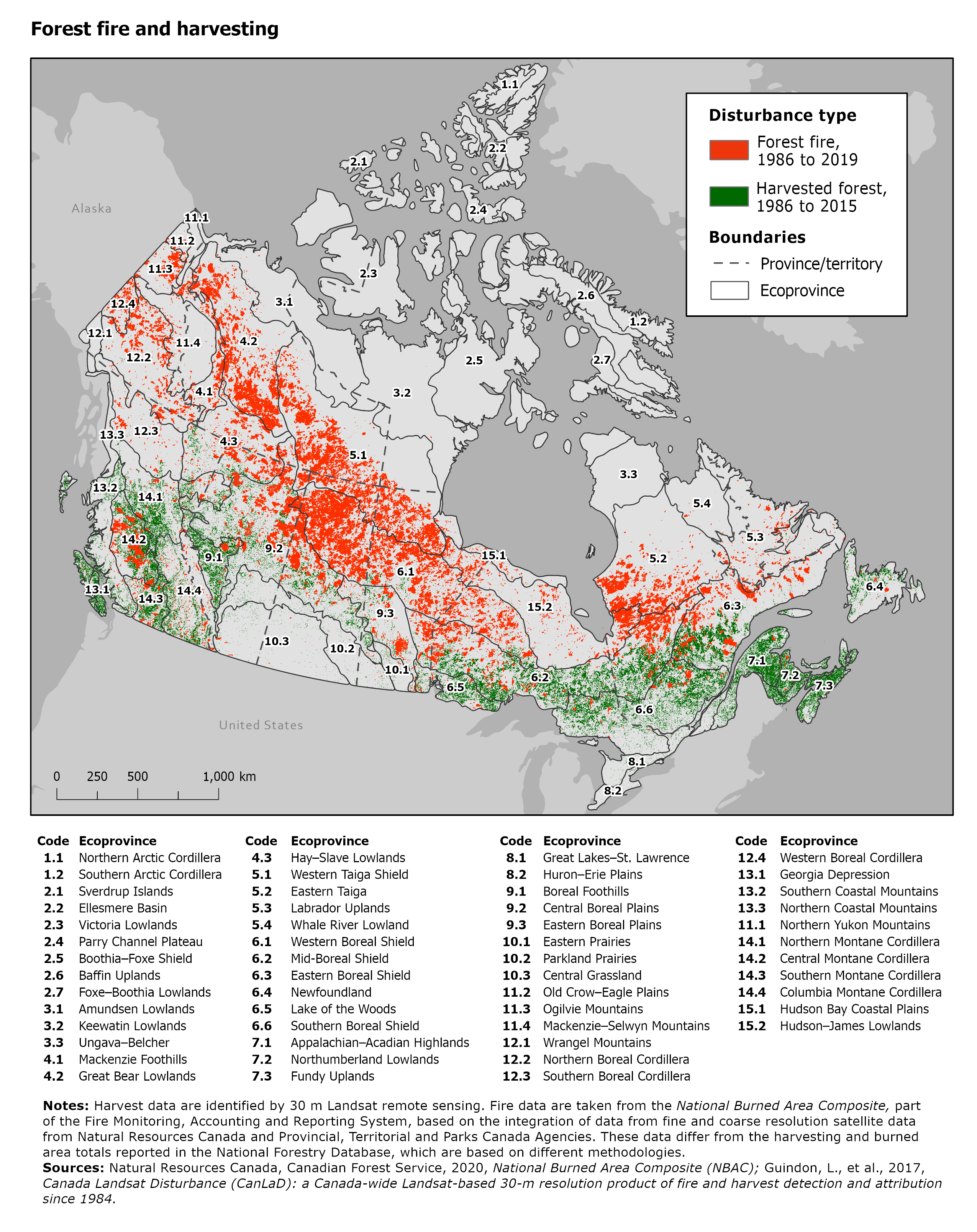 Map: Forest fire and harvesting
